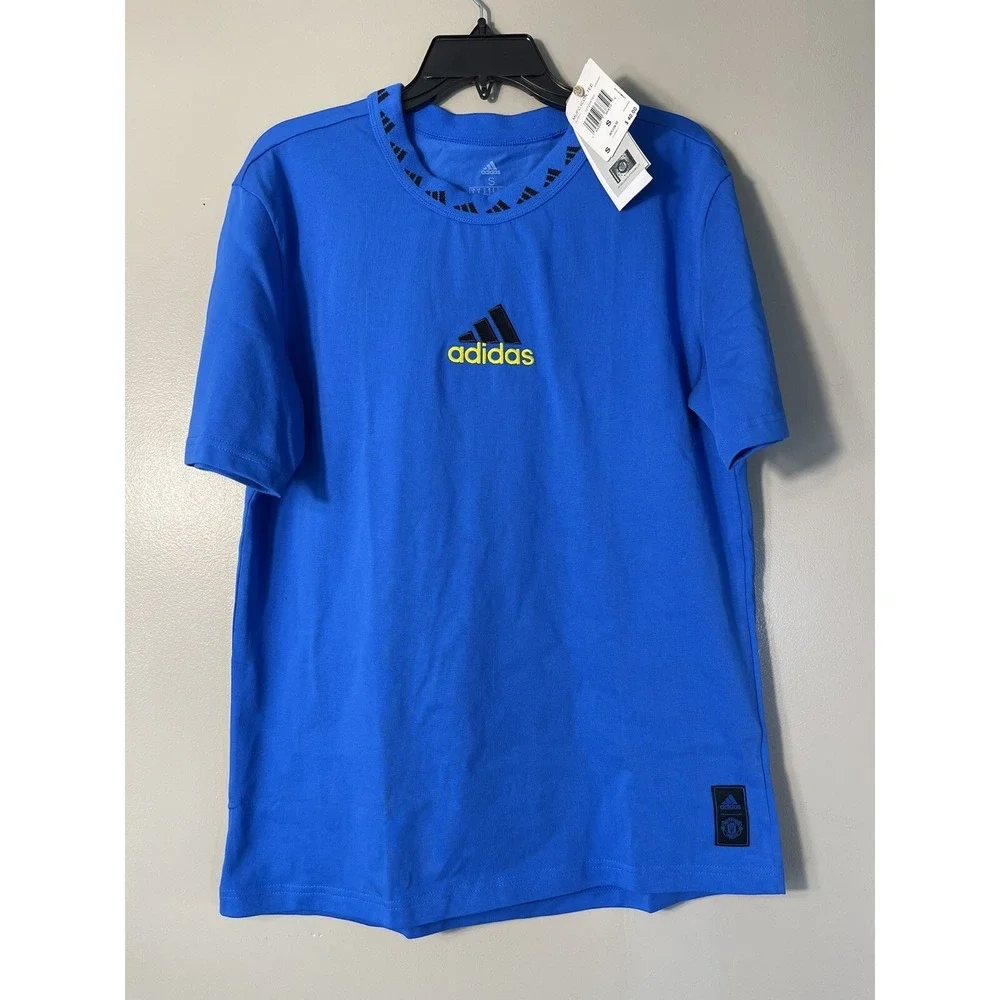 Manchester United x Adidas Shirt AeroReady Blue Short Sleeve Men Small